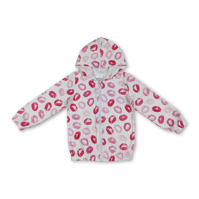 C Kids Girl Valentines Day Clothes Pink Heart Jacket Zipper Coat Winter Clothes GT1420