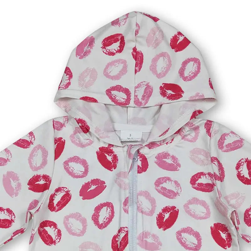 C Kids Girl Valentines Day Clothes Pink Heart Jacket Zipper Coat Winter Clothes GT1420